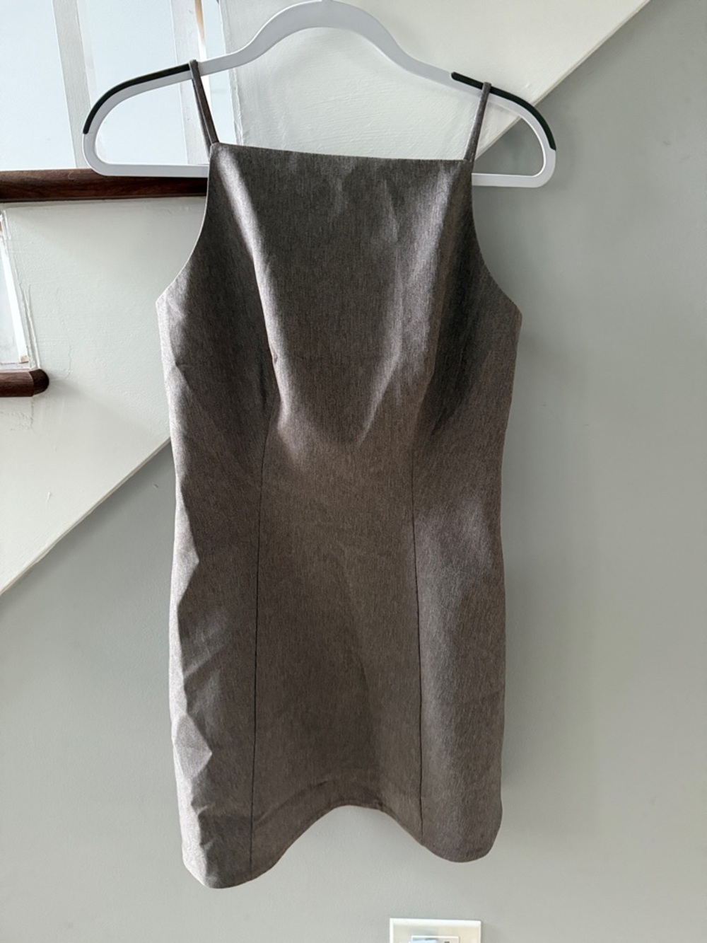 Classic Square-Neck Slip Dress in Brown